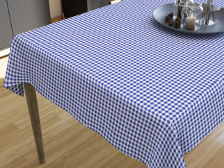 Pamut asztalterítő - kék - fehér kockás