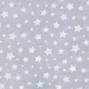 Dekoratív anyag LONETA - STEL C- 801 Fehér csillagok szürke alapon - szélesség 140 cm