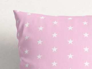 Gyermek pamut párnahuzat - fehér csillagok rózsaszín alapon