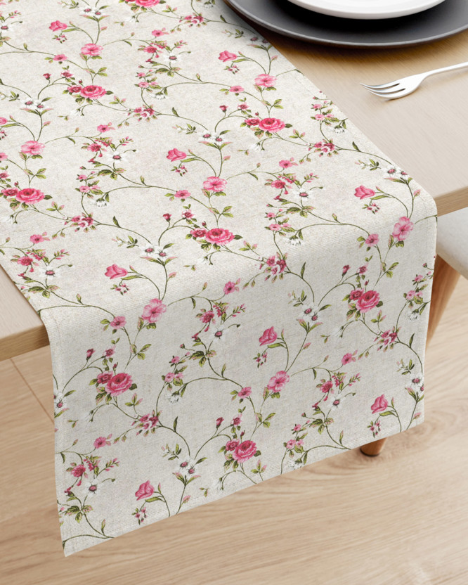 LONETA dekoratív asztali futó - kúszó rózsák bézs alapon