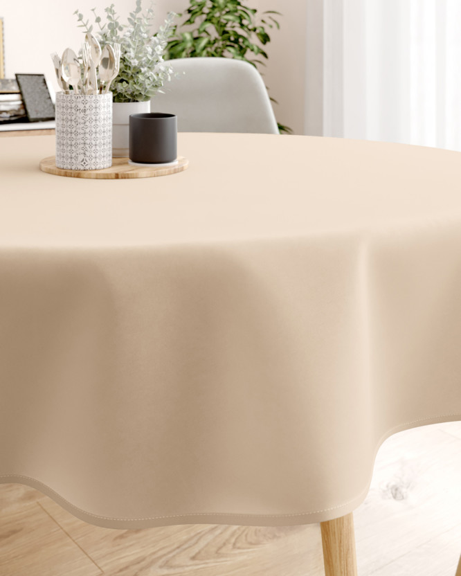 Pamut asztalterítő - bézs - kör alakú