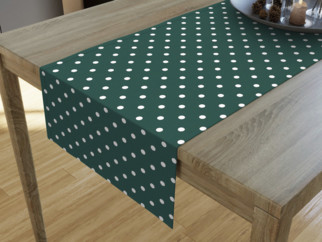 LONETA dekoratív asztali futó - fehér pöttyök sütétzöld alapon