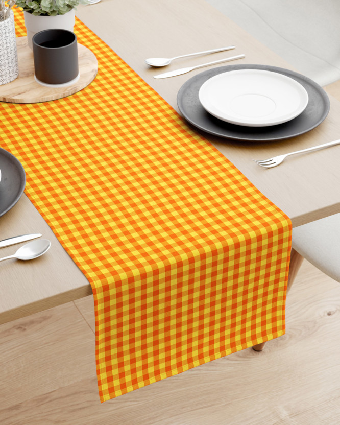 Asztali futó Kanafas - kicsi sárga-narancssárga kockás