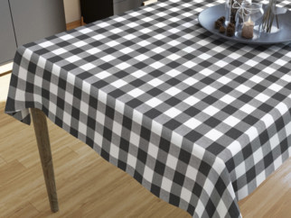 MENORCA dekoratív asztalterítő - nagy sötétszürke - fehér kockás