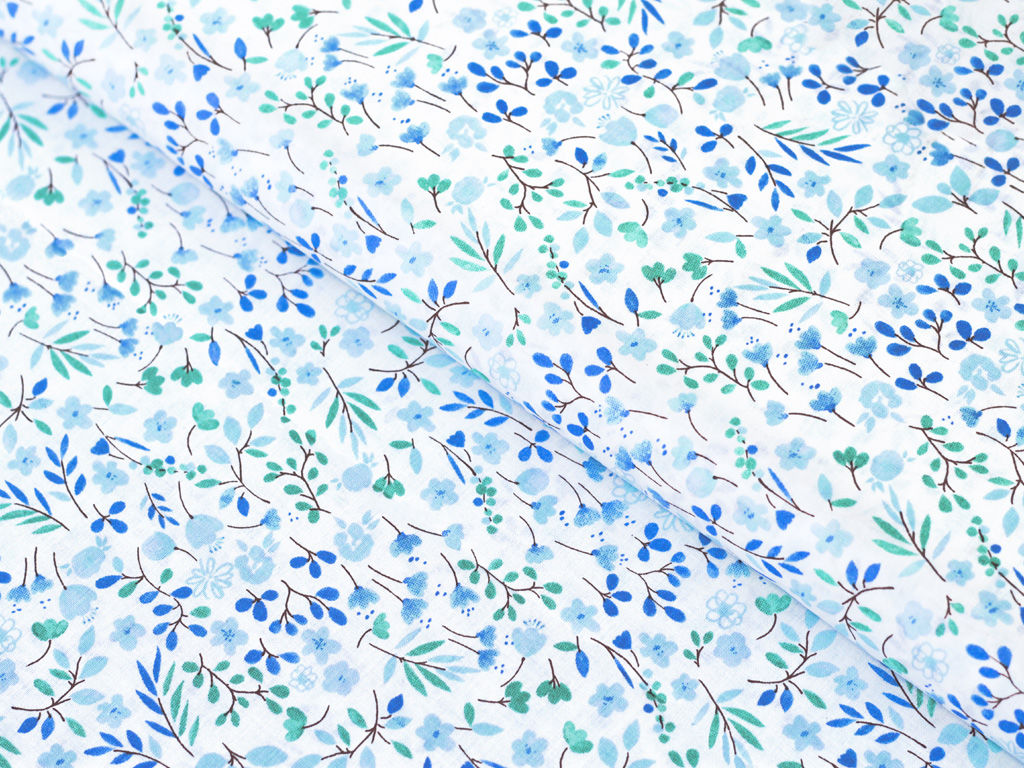 Pamutvászon - cikkszám 920 kékre festett virágok