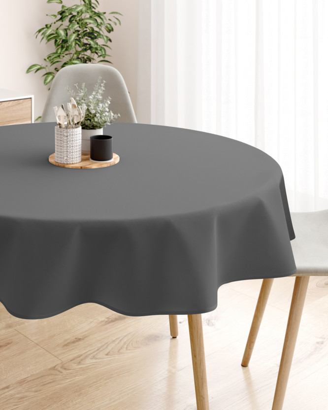 Pamut asztalterítő - sötétszürke - kör alakú