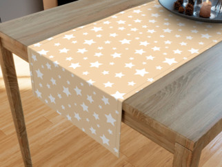 LONETA dekoratív asztali futó - fehér csillagok bézs alapon