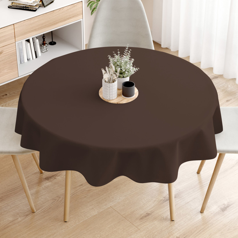Pamut asztalterítő - sötétbarna - kör alakú