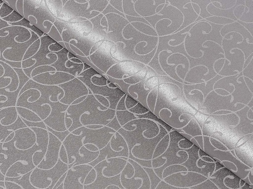 Exkluzív dekoratív abroszanyag - Szürkés ezüstös összekötő rajzolású