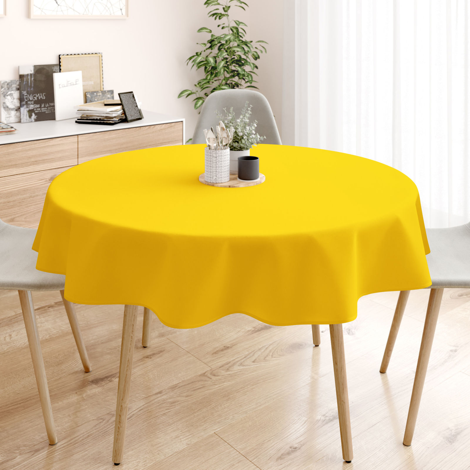 LONETA dekoratív asztalterítő - mélysárga színű - kör alakú
