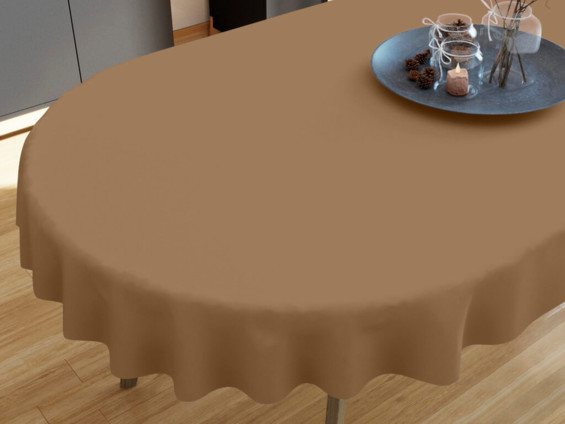 Pamut asztalterítő - barna - ovális