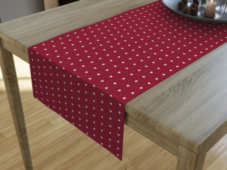 LONETA dekoratív asztali futó - fehér szívek piros alapon