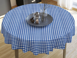 MENORCA dekoratív asztalterítő - kék - fehér kockás - kör alakú
