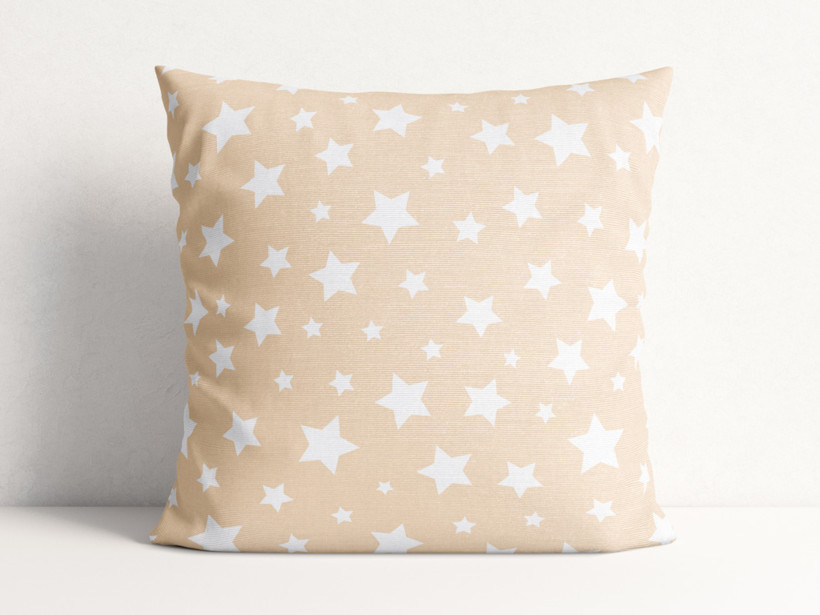 LONETA dekoratív párnahuzat - fehér csillagok bézs alapon