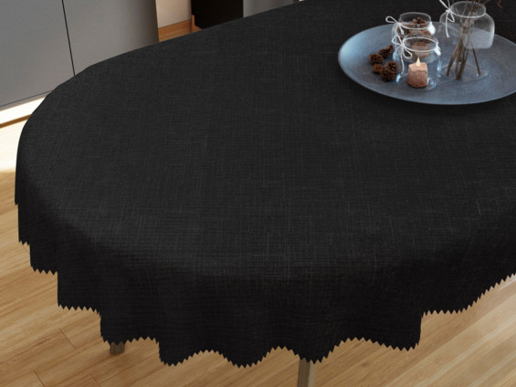 Dekoratív asztalterítő - fekete - ovális