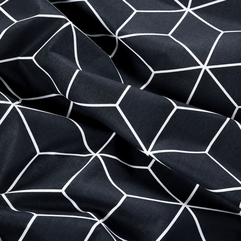 Pamut körgumis lepedő - mozaik mintás, sötétkék alapon