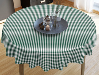 KANAFAS pamut asztalterítő - kicsi zöld-fehér kockás - kör alakú