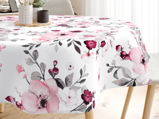 Pamut asztalterítő - sakura virágok - kör alakú