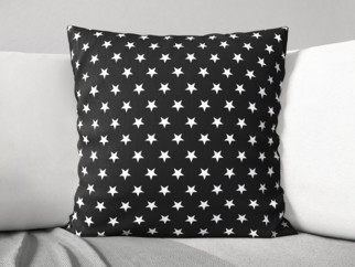 Pamut párnahuzat - fehér csillagok fekete alapon