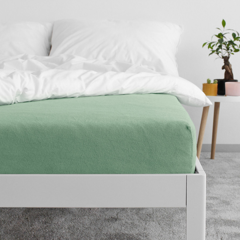 Exkluzív frottír körgumis lepedő magas matracokhoz - khaki színű