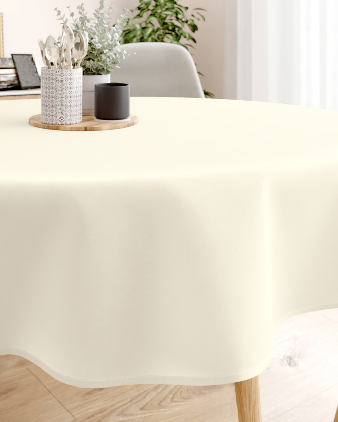 Dekoratív asztalterítő Rongo Deluxe - krémszínű, szatén fényű - kör alakú