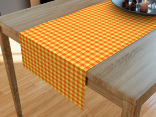 KANAFAS pamut asztali futó - kicsi sárga-narancssárga kockás