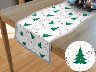 Karácsonyi teflonbevonatú asztali futó - Karácsonyfá fehér alapon