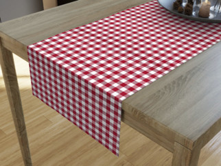 MENORCA dekoratív asztali futó - piros - fehér kockás