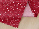 Karácsonyi pamut asztalterítő - fehér csillagok piros alapon - kör alakú