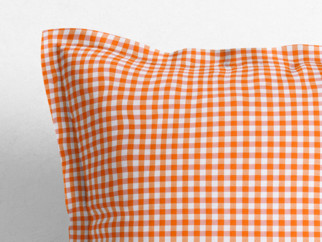 MENORCA dekoratív párnahuzat, dekoratív szegéllyel - kicsi narancssárga - fehér kockák