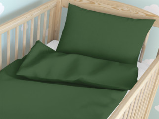 Gyermek pamut ágyneműhuzat kiságyba - sötétzöld