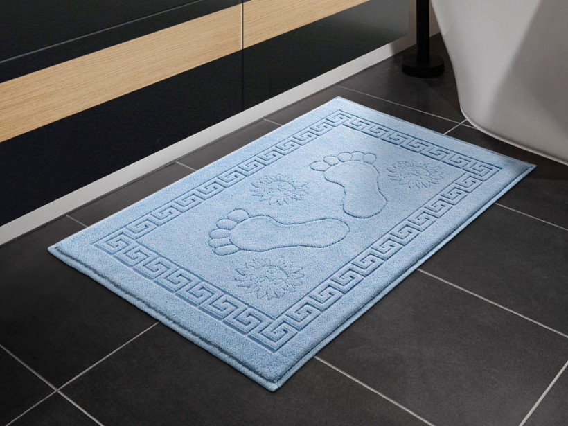 Frottír fürdőszobai szőnyeg „lábnyomok” kék - 50 x 70