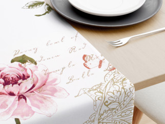 Pamut asztali futó - pünkösdi rózsa virágmintás
