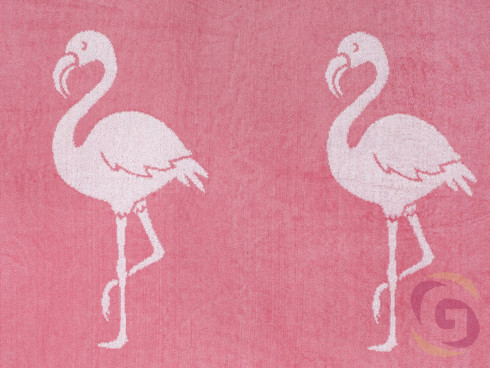 Nagy frottír strandtörölköző, flamingó madarak - kék 90 x 180 cm