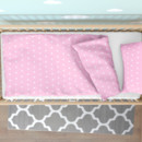 Gyermek pamut ágyneműhuzat kiságyba - fehér csillagok rózsaszín alapon