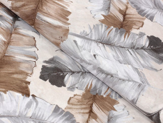 Dekoratív szövet LONETA - szürke és barna madártollak - szél. 140 cm