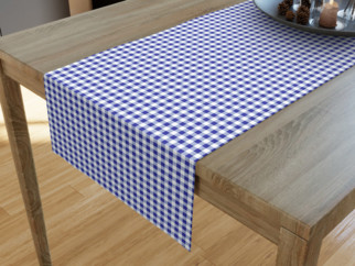 Pamut asztali futó - kék - fehér kockás