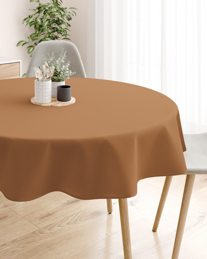 Pamut asztalterítő - fahéj színű - kör alakú