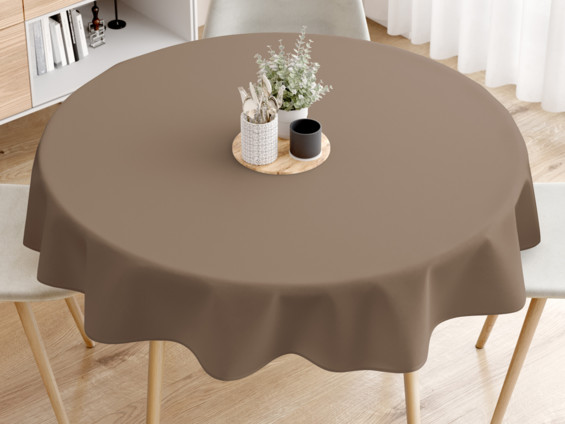 Pamut asztalterítő - barna - kör alakú