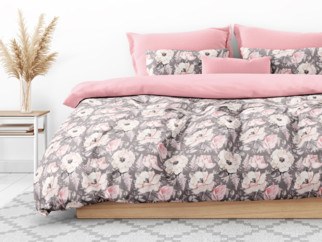 Pamut ágyneműhuzat Duo - régi rózsaszínű virágmintás