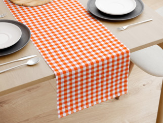 MENORCA dekoratív asztali futó - narancssárga - fehér kockás
