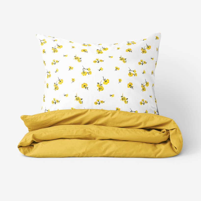 Pamut ágyneműhuzat Duo - sárga virágmintás
