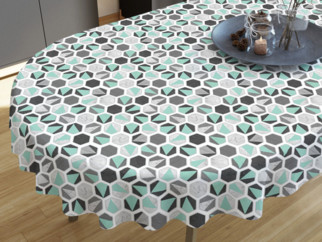 LONETA dekoratív asztalterítő - mentaszínű hatszögek - ovális