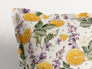 LONETA dekoratív párnahuzat, dekoratív szegéllyel - narancsok és virágok