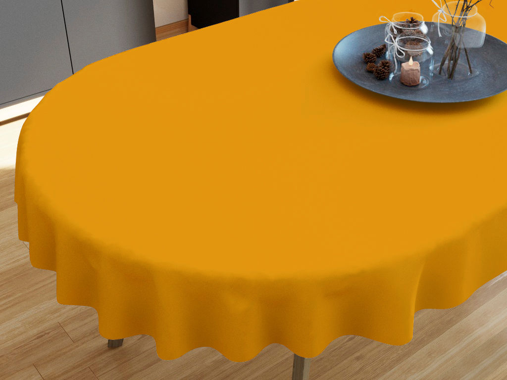 Pamut asztalterítő - mustárszínű - ovális starý