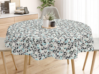 Dekoratív asztalterítő VINTAGE - mozaik mintás türkiz- kör alakú