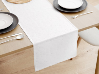 Luxus teflonbevonatú asztali futó - díszkövekkel fehér alapon