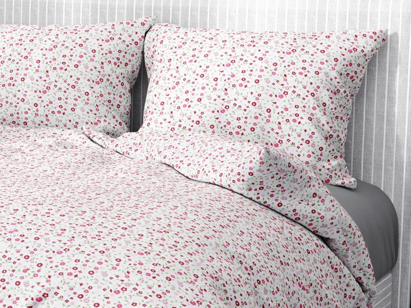 Pamut ágyneműhuzat - cikkszám 851 - festett rózsaszínű virágok