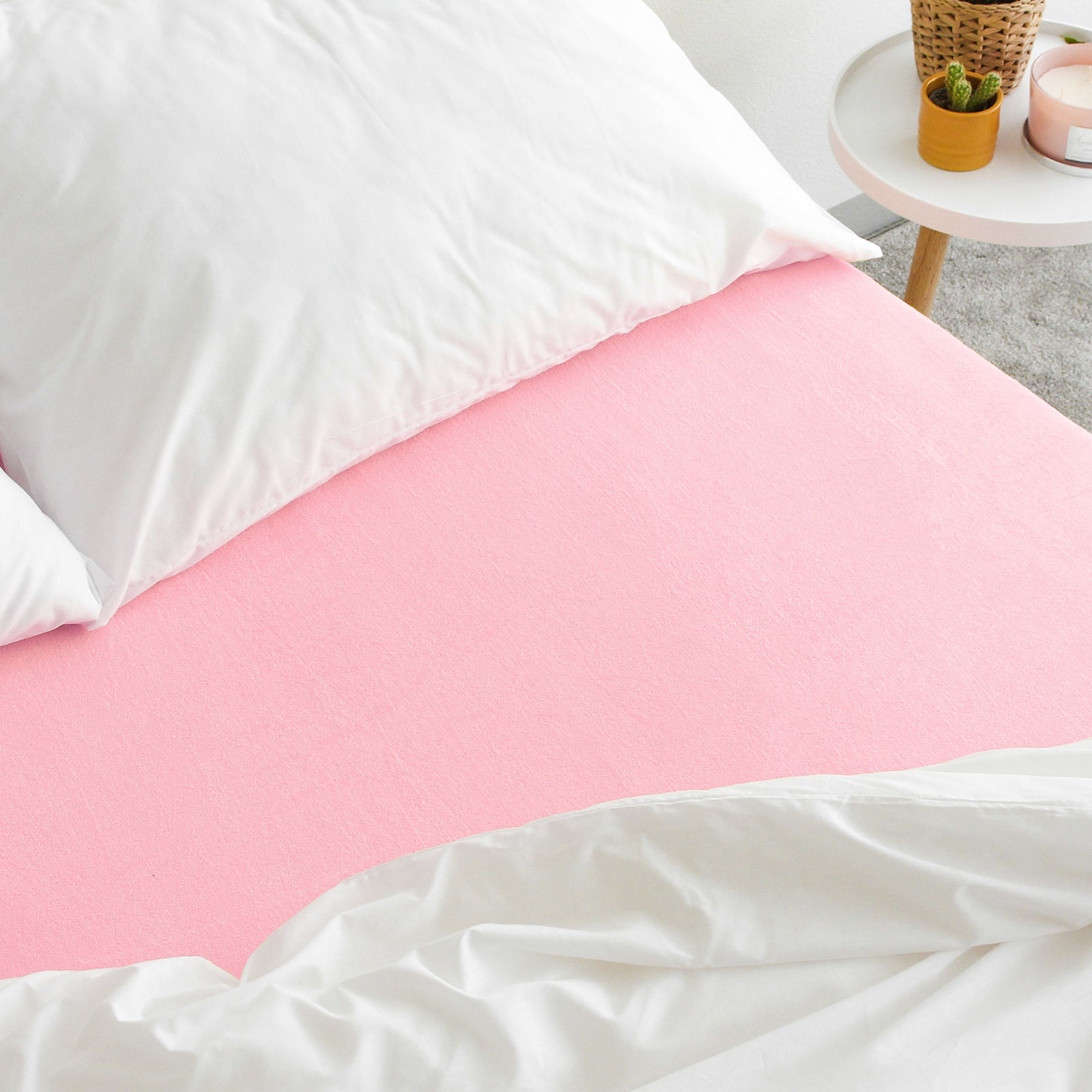 Exkluzív frottír körgumis lepedő magas matracokhoz - rózsaszínű