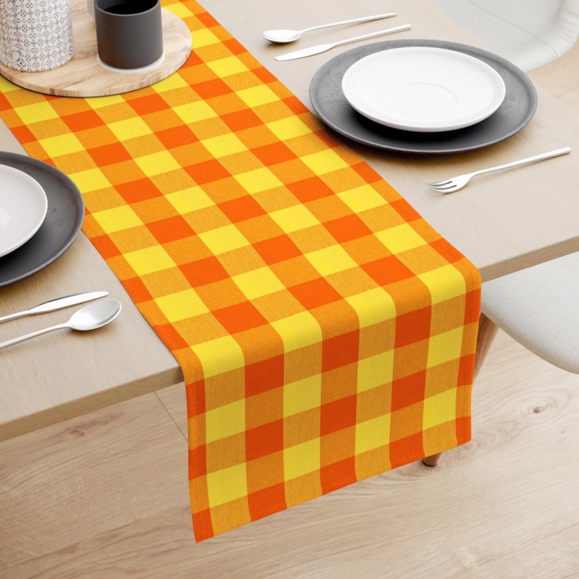 Asztali futó Kanafas - nagy sárga-narancssárga kockás
